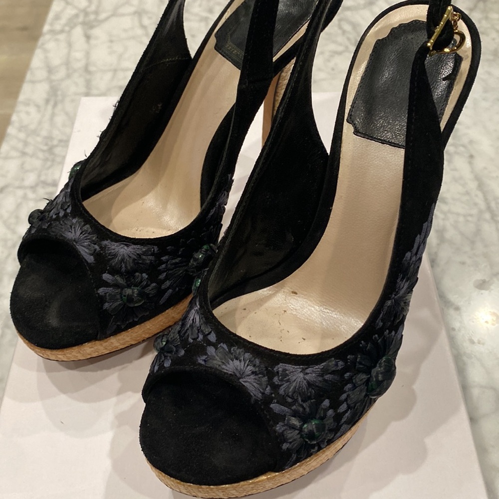 Christian Dior Paraiso Black Sandal with Straw Sandal - Picture 2 of 7